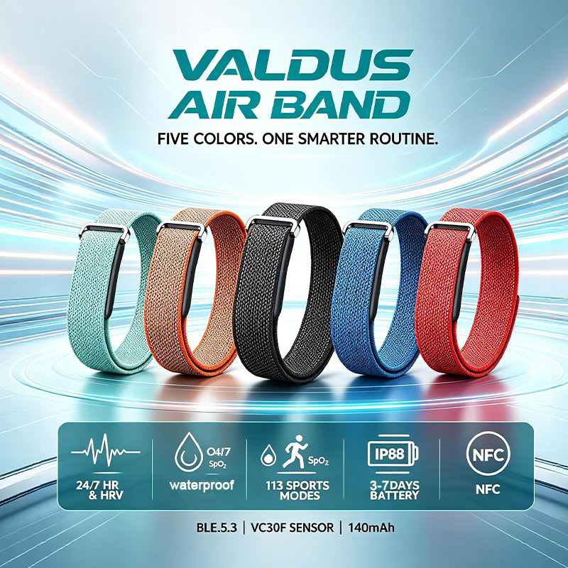 Health Wellness Bracelet - VALDUSエアバンドスマートブレスレット 男女兼用 心拍数 血圧 カロリー HRV