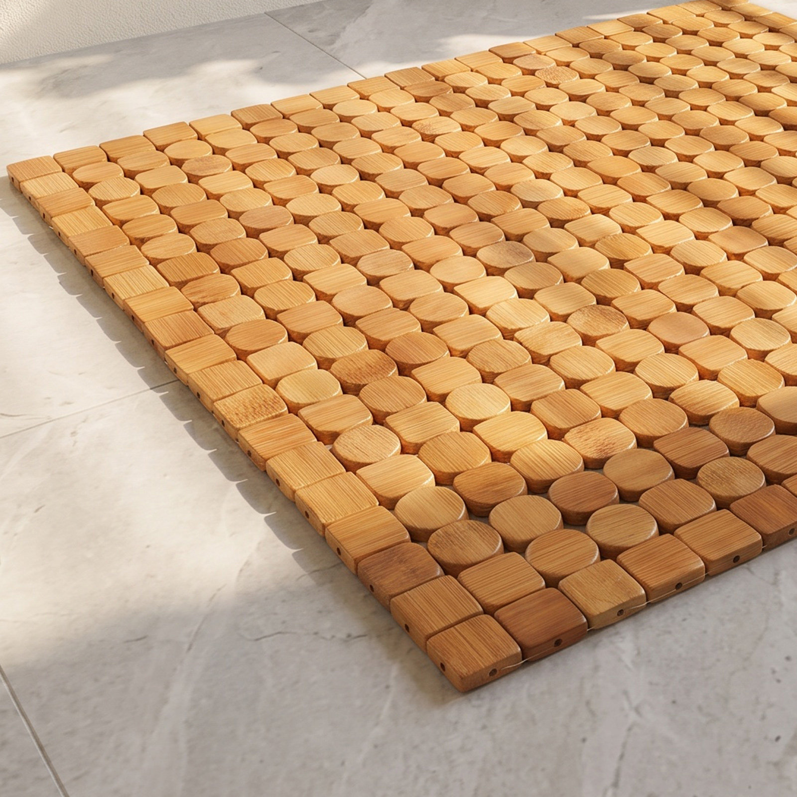 折りたたみ式の竹製バスマット。サイズは16.54インチ。耐熱 - Bamboo Bath Mat のレビューと価格