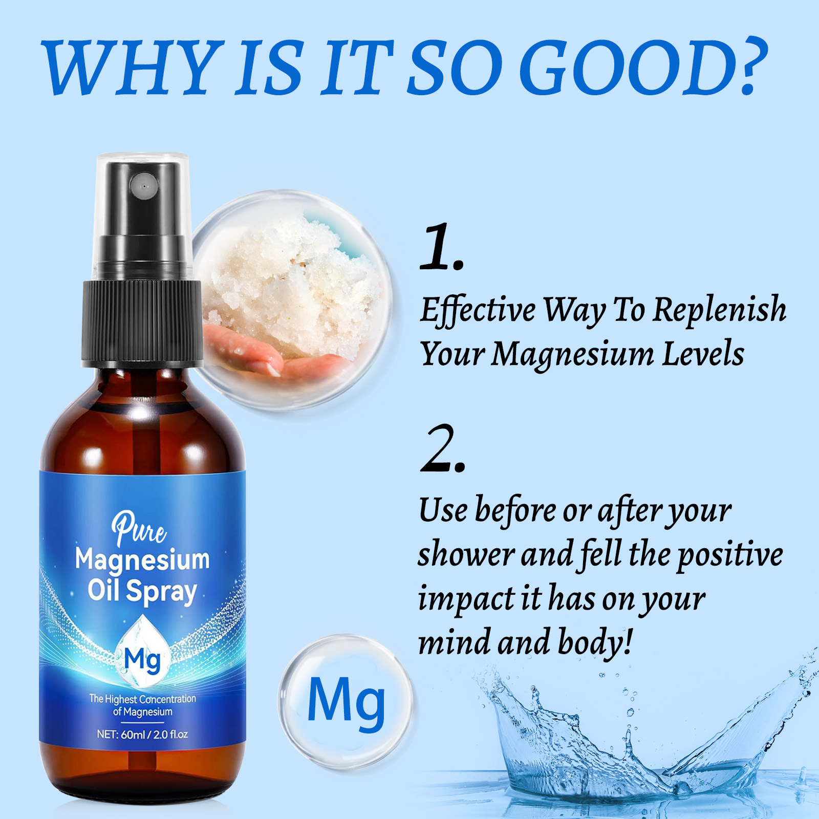 天然マグネシウムオイル 60ml - 肌と体のケアのための最 - Bath Salts Magnesium のレビューと価格